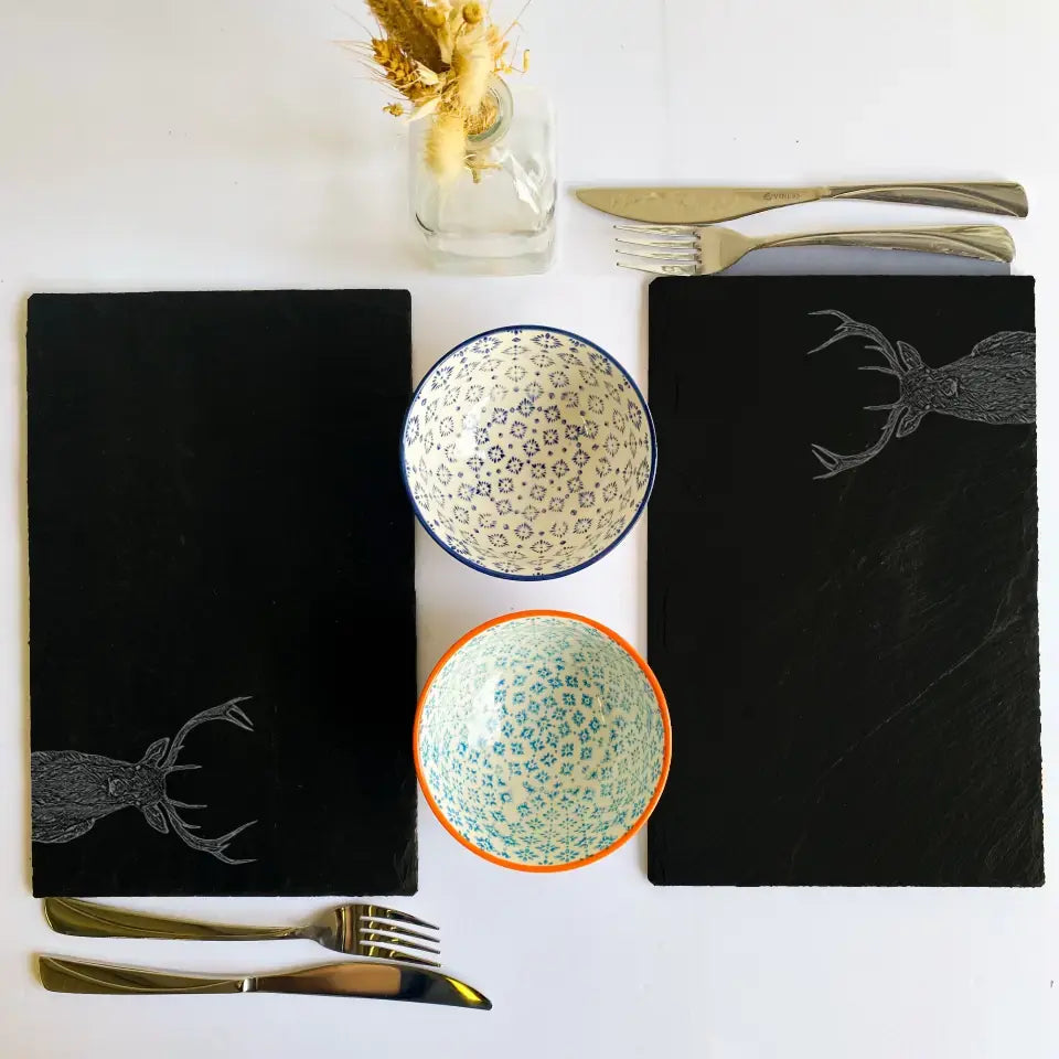 Deer Stag Slate Placemats Set of 2 - Stag Kitchenware for Country Homes