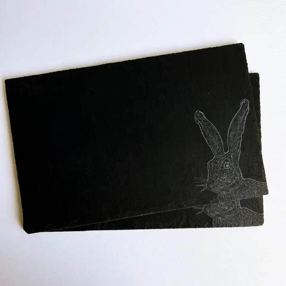 Hare Slate Placemats Set of 2 - Rock Hare Kitchenware & Forest Stone Gift