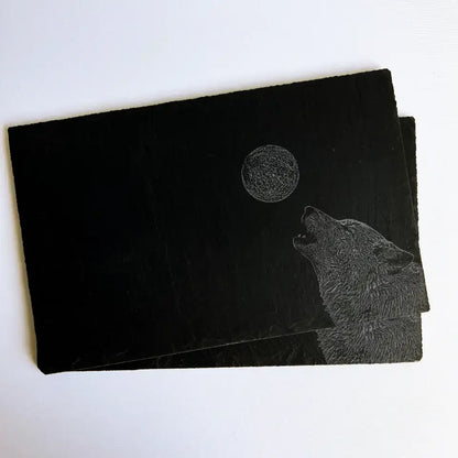 Howling Wolf Moon - Slate Table Mat Placemats (Set of 2)