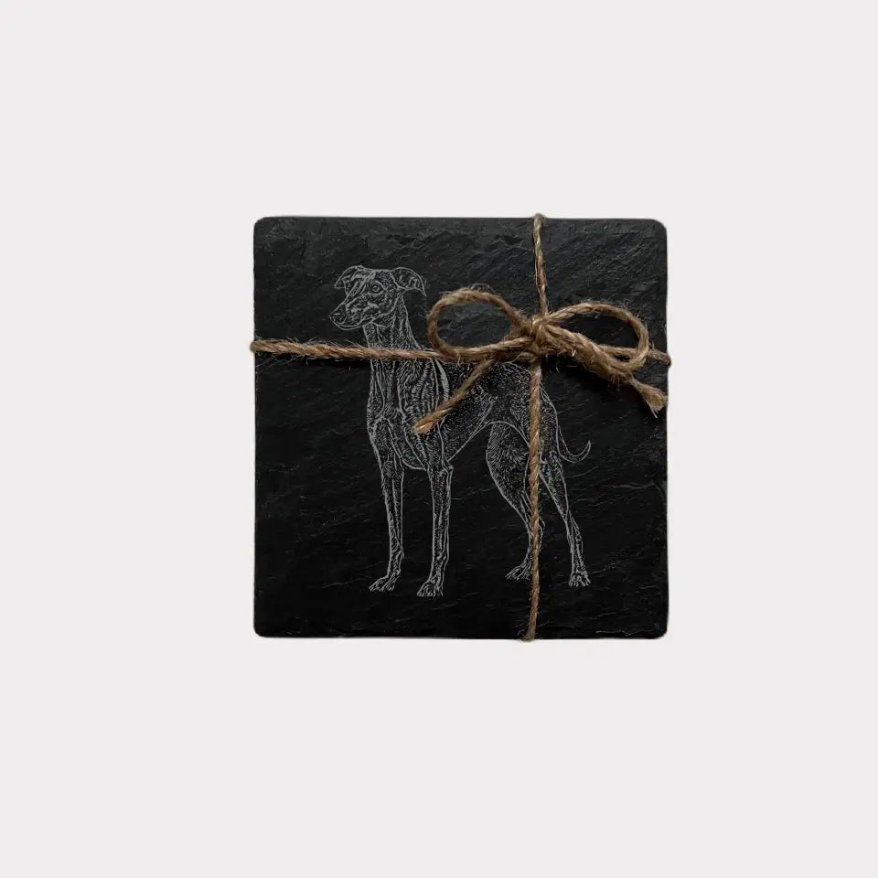 Greyhound - Natural Slate Coasters (Set of 2)