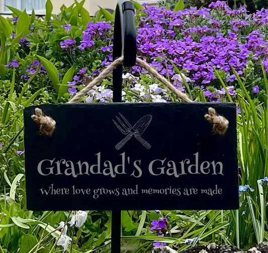 "Grandad's Garden" Sign - Natural Slate