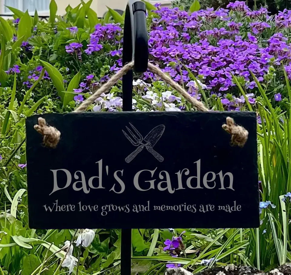 "Dad's Garden" Sign - Natural Slate