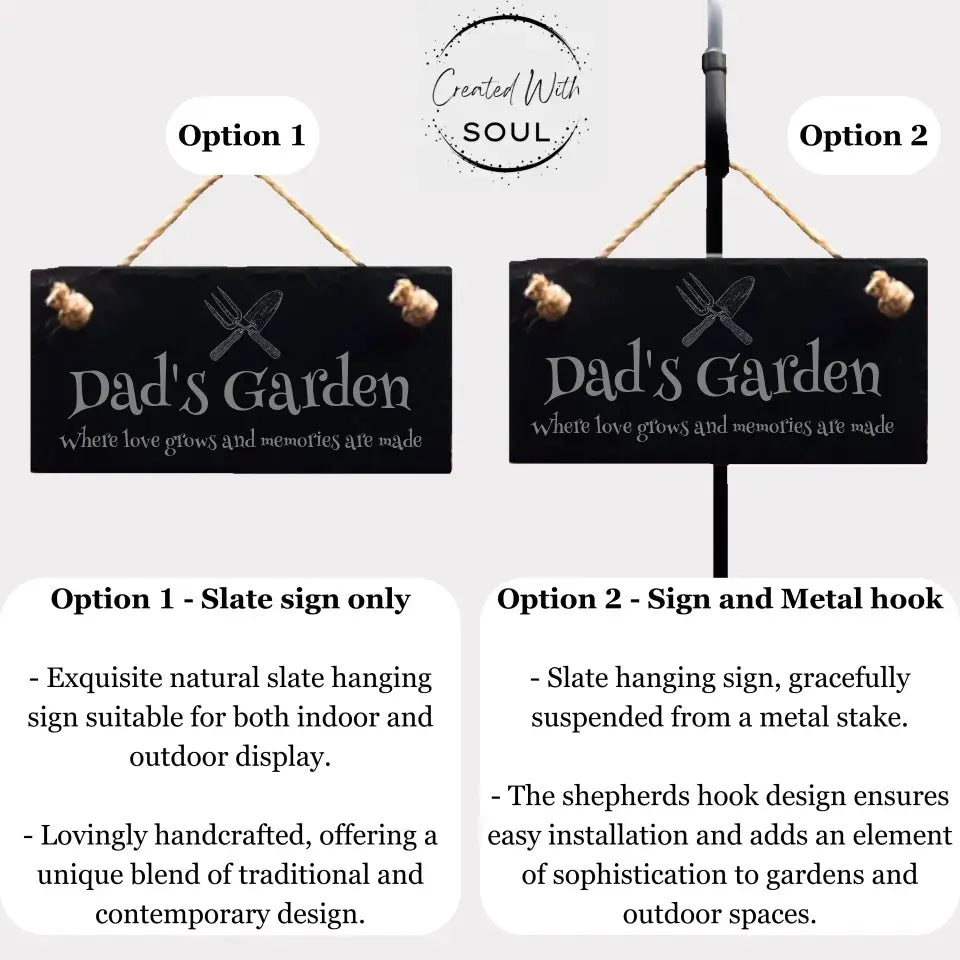 "Dad's Garden" Sign - Natural Slate