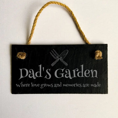 "Dad's Garden" Sign - Natural Slate