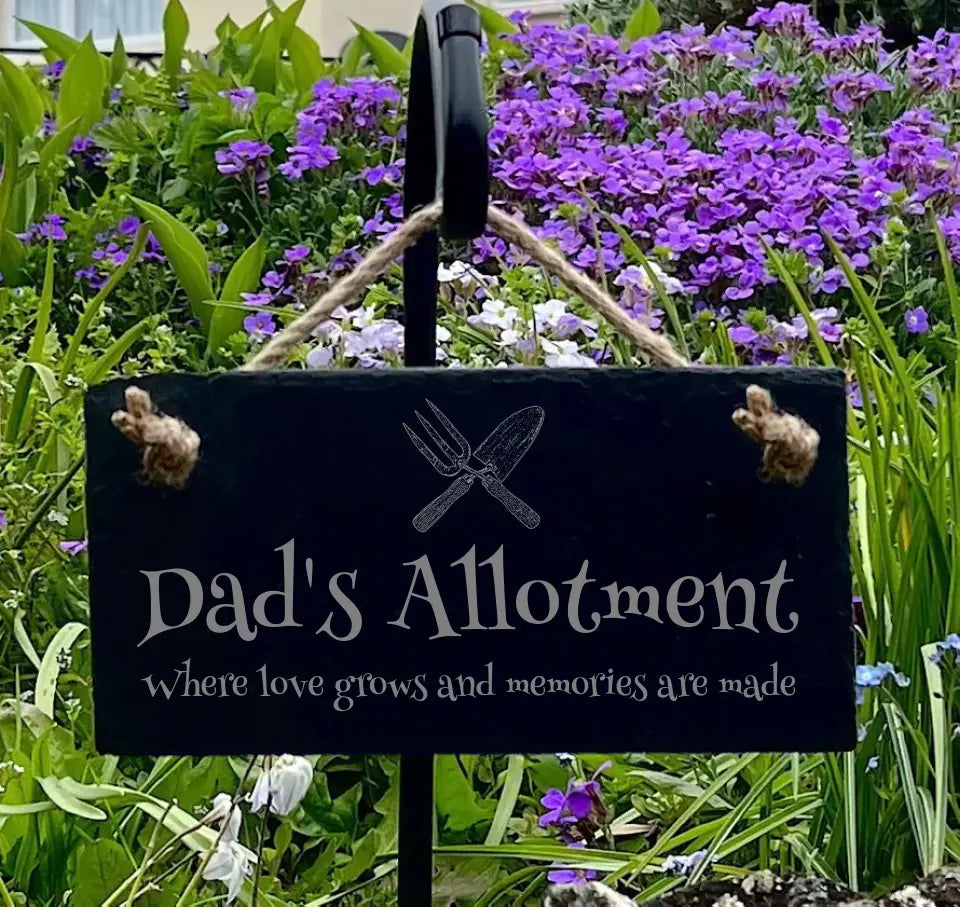 Dad's Allotment - Natural Slate Hanging Sign