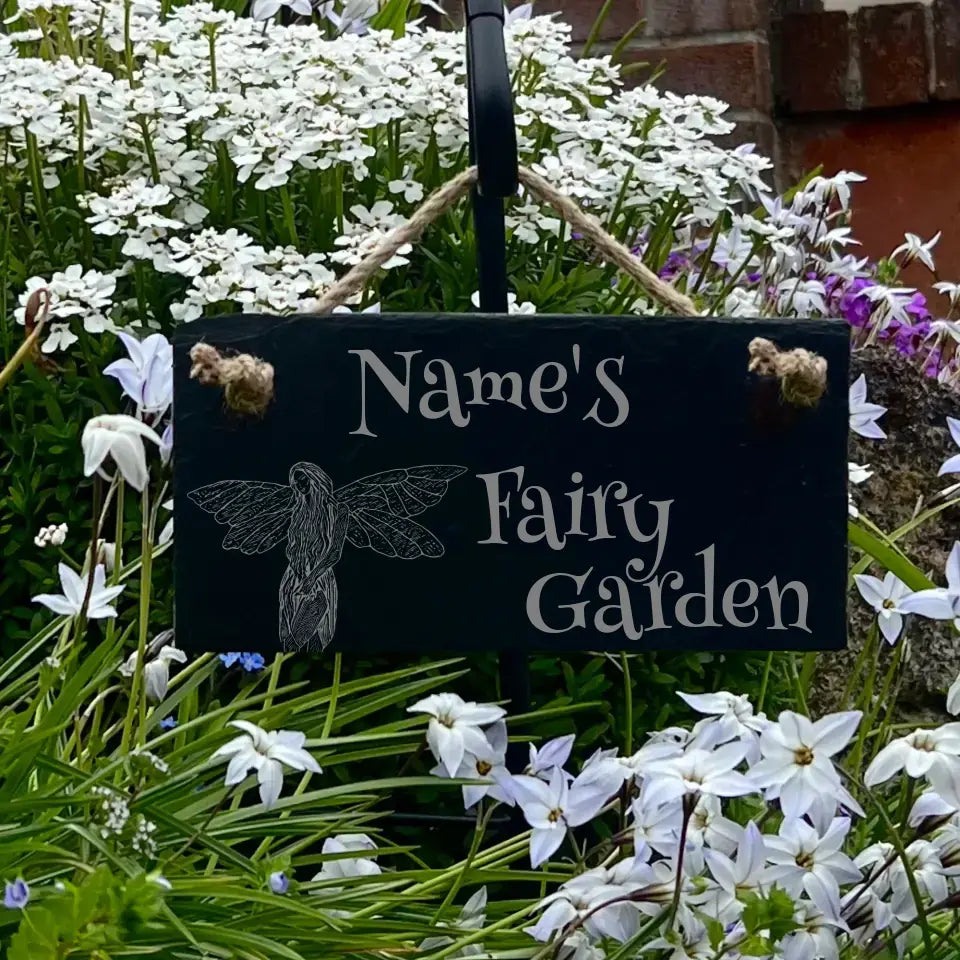 Personalised Fairy Garden Sign - Slate Eco Gardener Gift