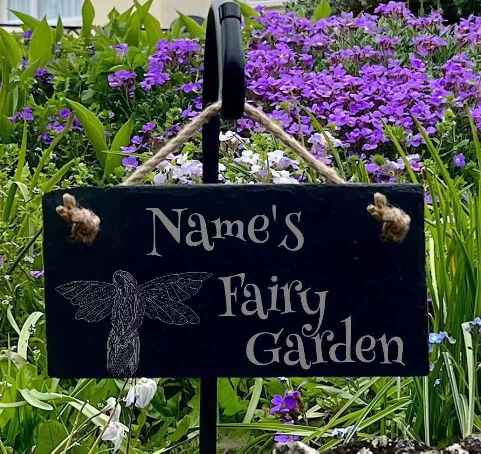 Personalised Fairy Garden Sign - Slate Eco Gardener Gift