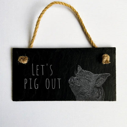 "Lets Pig Out" Farm House Sign - Shabby Chic Kitchen Plaque