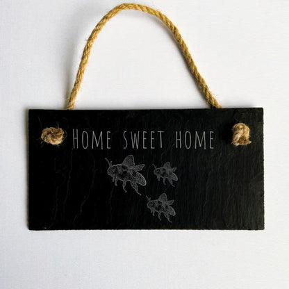 "Home Sweet Home" Honey Bee Sign - Bees Slate Plaque