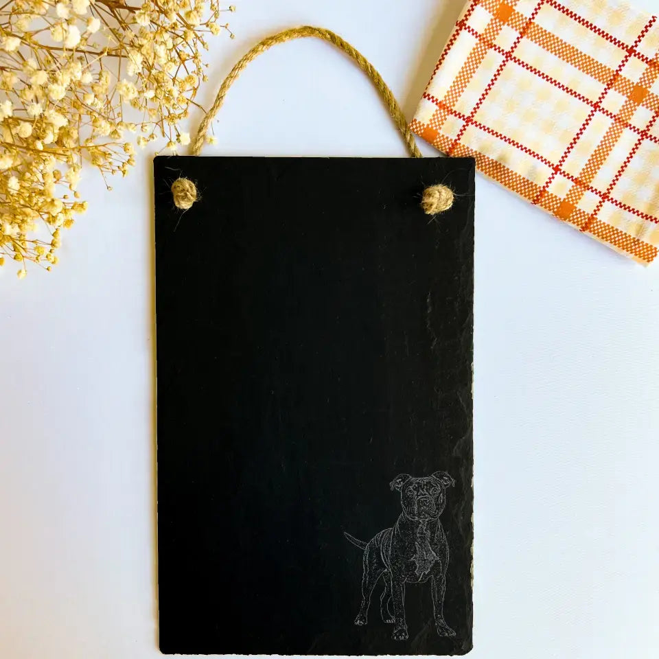 Staffordshire Terrier - Natural Slate Memo Chalk Board