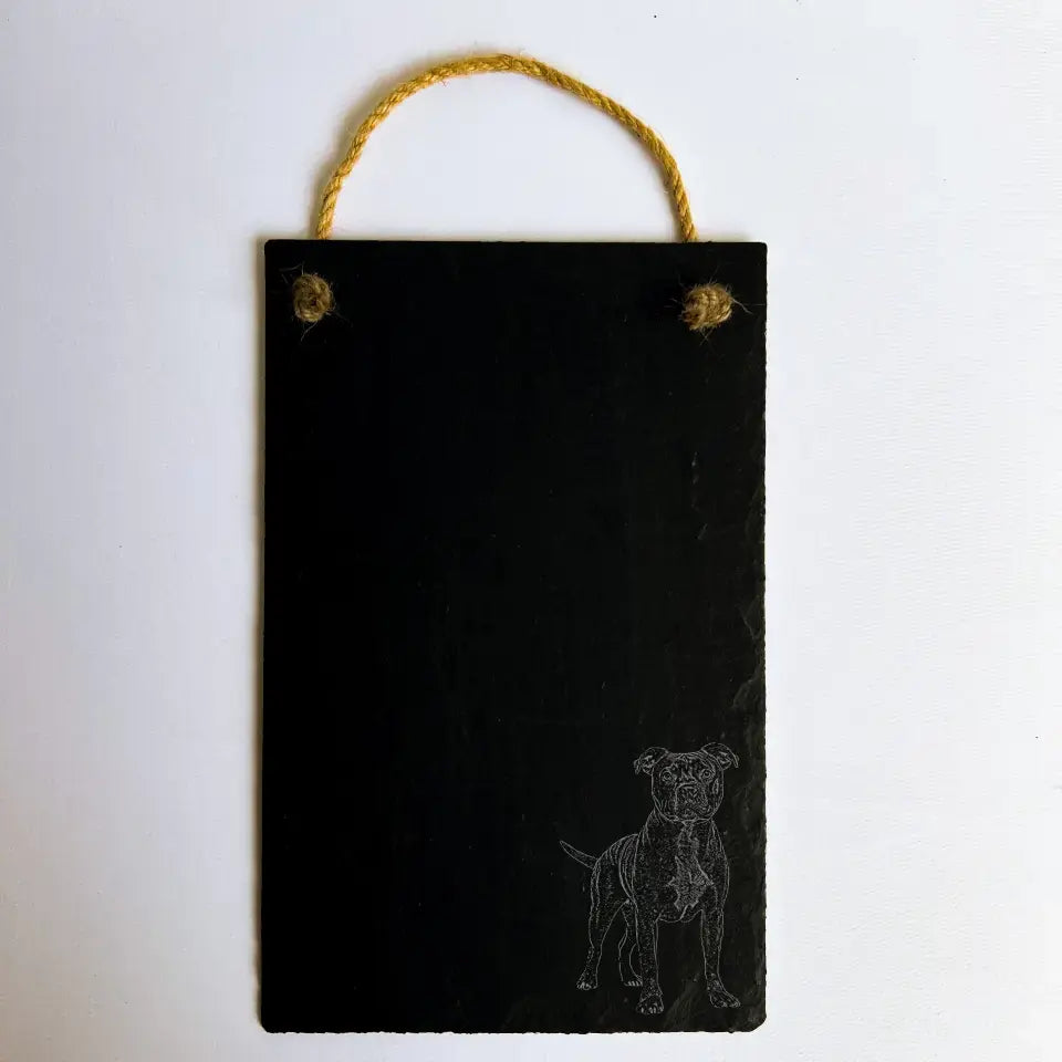 Staffordshire Terrier - Natural Slate Memo Chalk Board