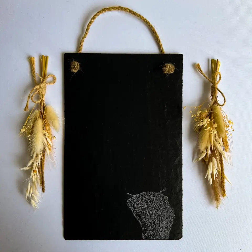 Highland Cow Slate Memo Chalkboard - Shabby Chic Kitchenware