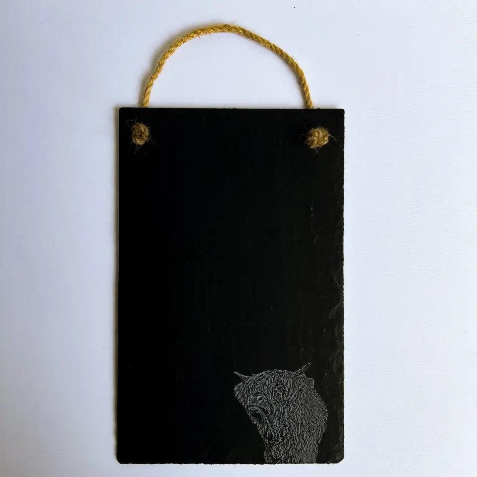 Highland Cow Slate Memo Chalkboard - Shabby Chic Kitchenware