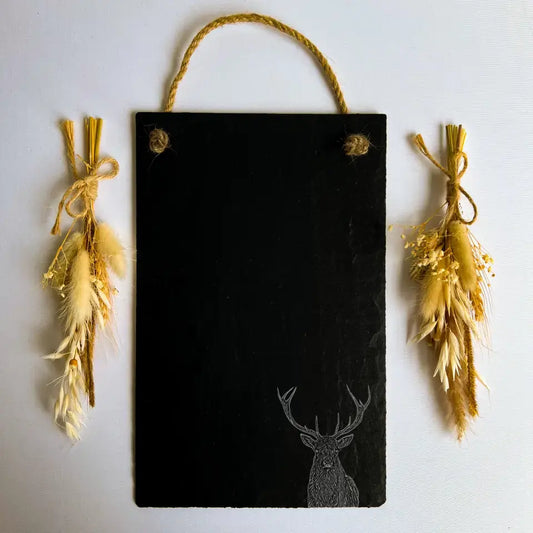 Deer Stag Slate Chalkboard - Personalised Buck Blackboard Country Decoration