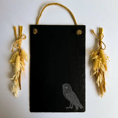 Barn Owl Slate Memo Chalkboard - Kitchen Crafted Bird Homeware