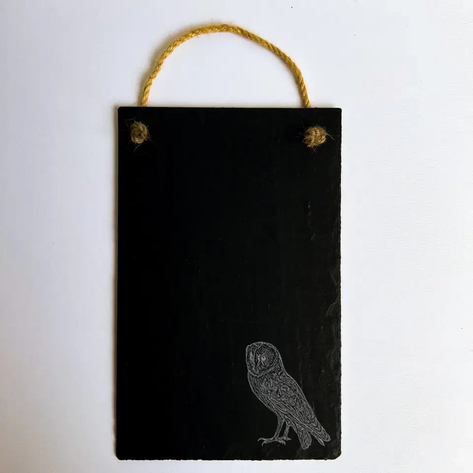 Barn Owl Slate Memo Chalkboard - Kitchen Crafted Bird Homeware