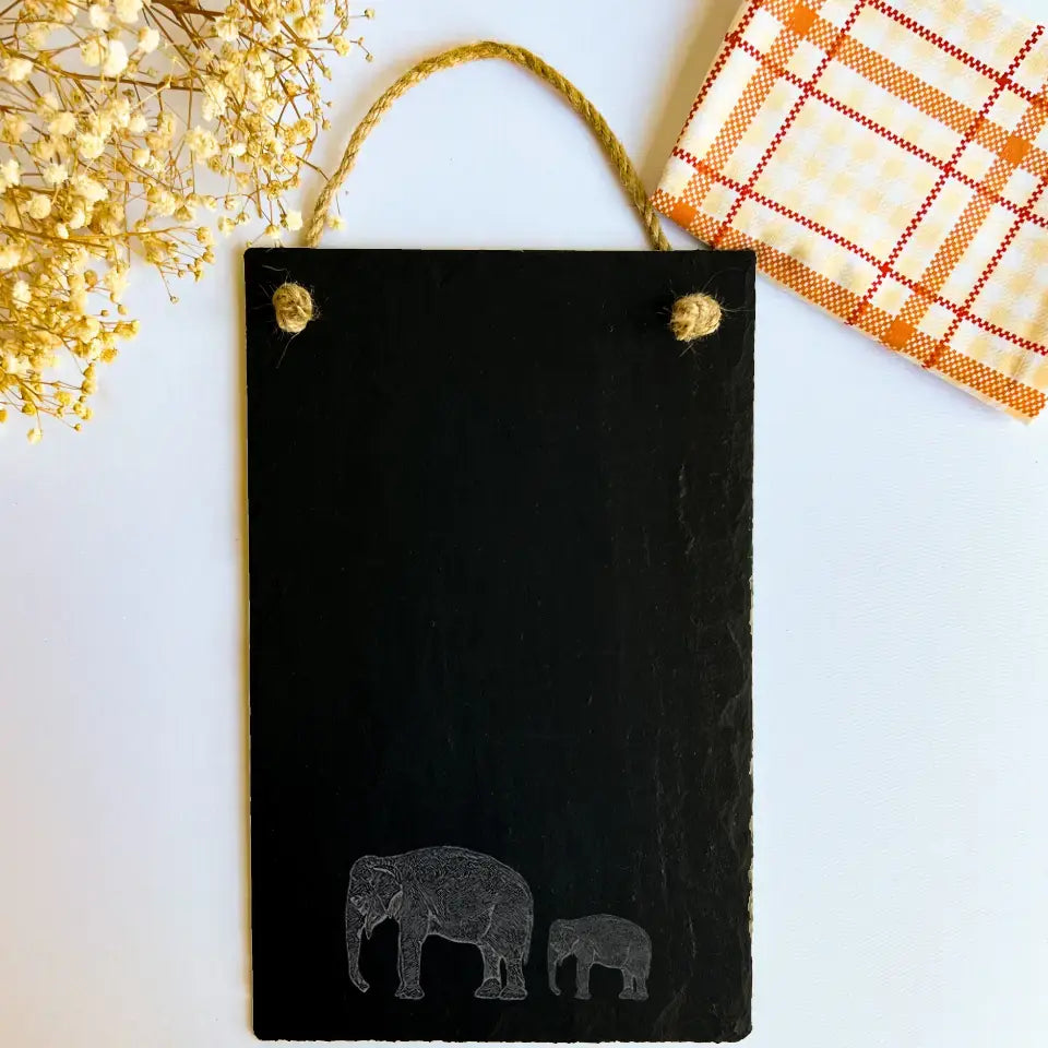 Mother Elephant - Natural Slate Memo Chalk Board