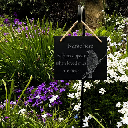 Personalised Robin Memorial Plaque - Garden Remembrance Stone