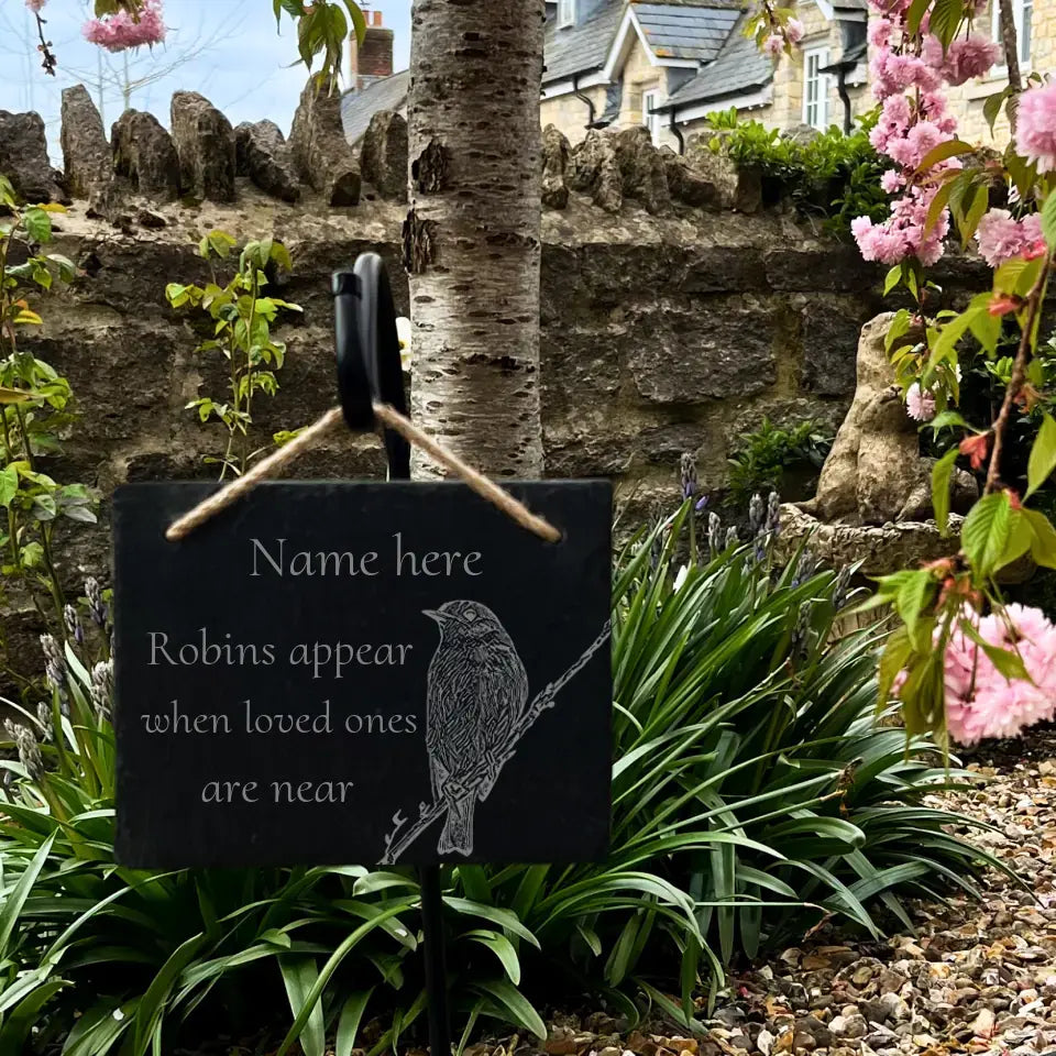 Personalised Robin Memorial Plaque - Garden Remembrance Stone