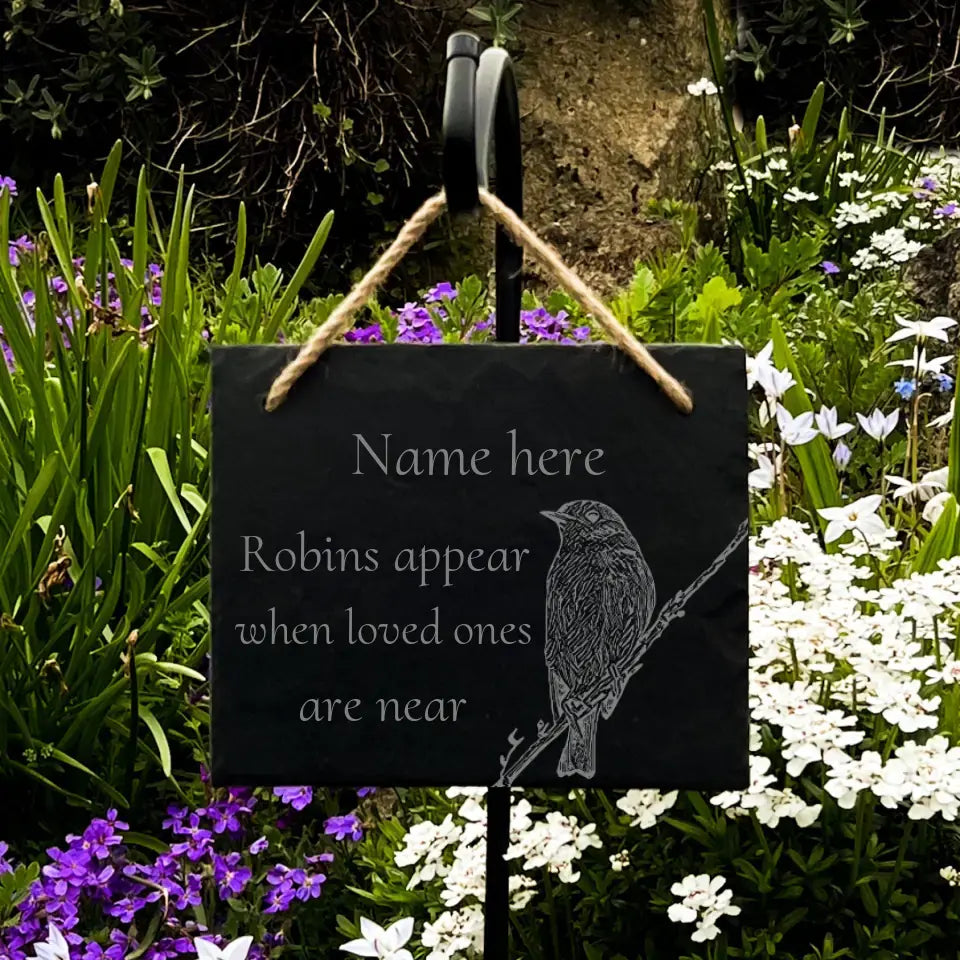 Personalised Robin Memorial Plaque - Garden Remembrance Stone