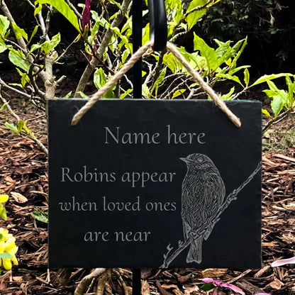 Personalised Robin Memorial Plaque - Garden Remembrance Stone