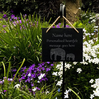 Personalised Elephant - Natural Slate Memorial Plaque