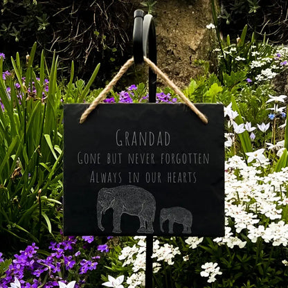 Grandad Elephant - Natural Slate Memorial Plaque