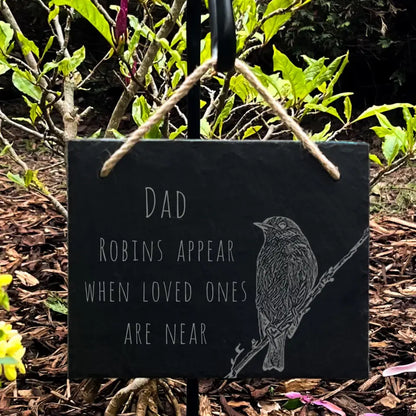 Dad Robin Memorial Plaque - Remembrance Slate Sign