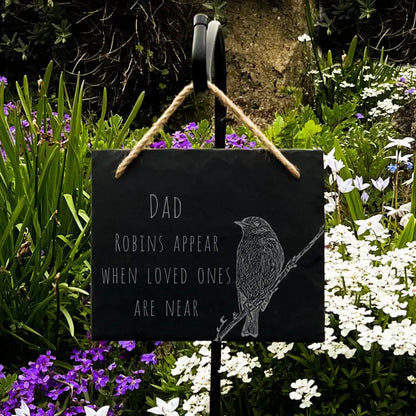 Dad Robin Memorial Plaque - Remembrance Slate Sign