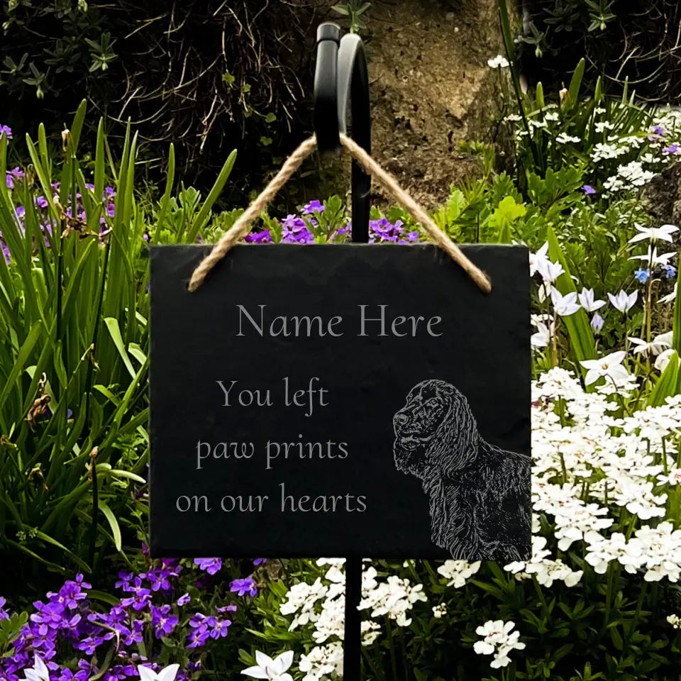 Spaniel - Natural Slate Memorial Stake (Large)