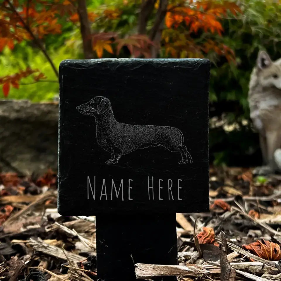 Slate Dachshund Memorial Stone - Dog Rock Headstone (Small)