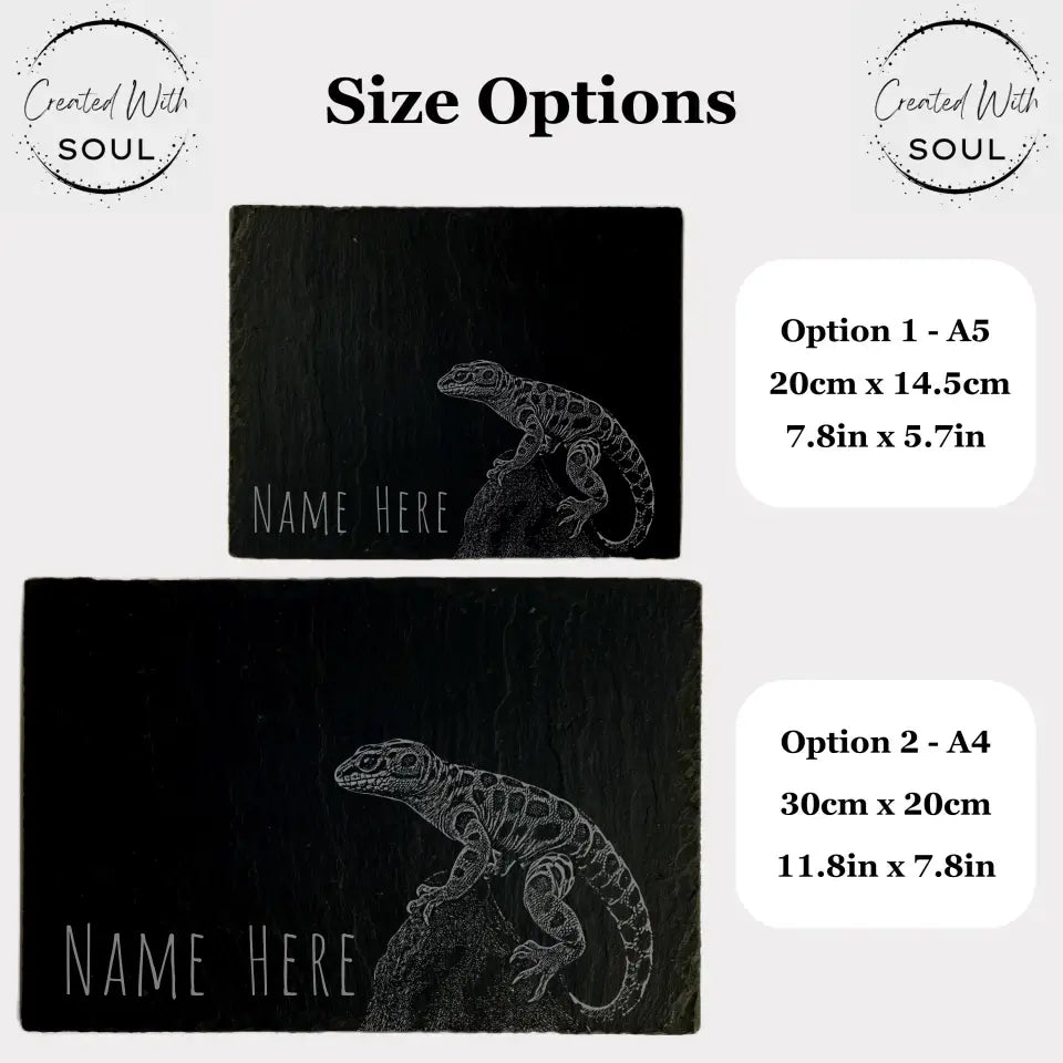 Personalised Leopard Gecko - Natural Slate Basking / Feeding Stone