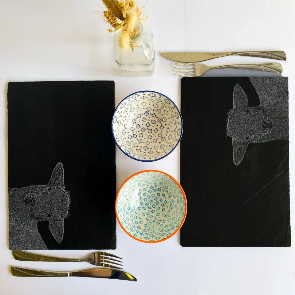 Lamb Sheep Slate Placemats - Handcrafted Farmhouse Kitchenware (Set of 2)