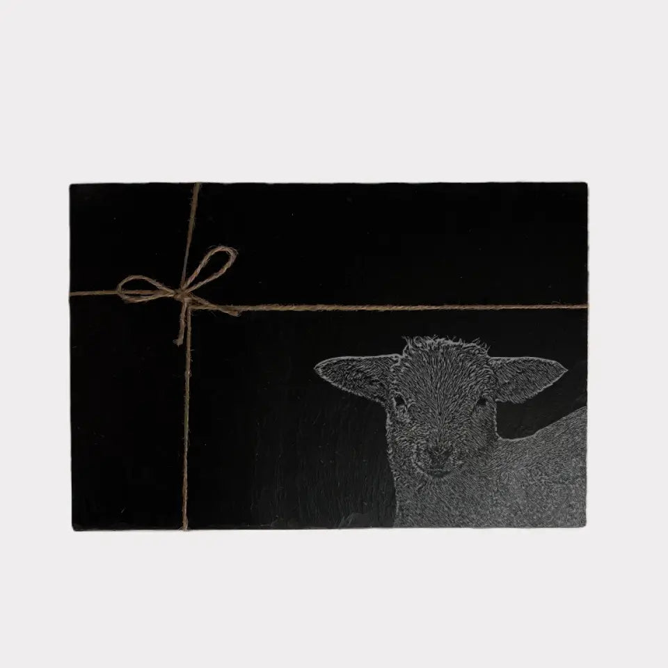 Lamb Sheep Slate Placemats - Handcrafted Farmhouse Kitchenware (Set of 2)