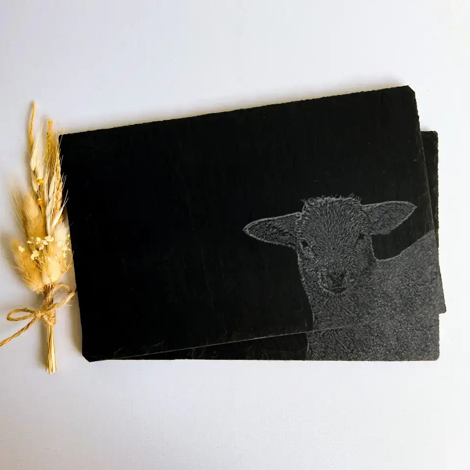 Lamb Sheep Slate Placemats - Handcrafted Farmhouse Kitchenware (Set of 2)