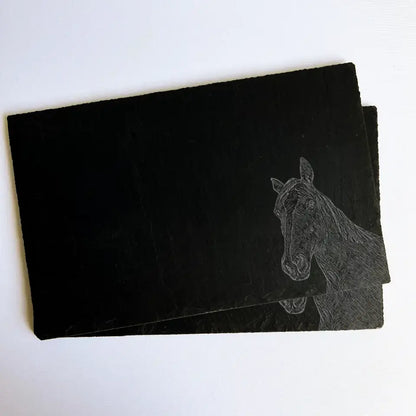 Horse Slate Placemats - Set of 2 for Country Home Kitchen