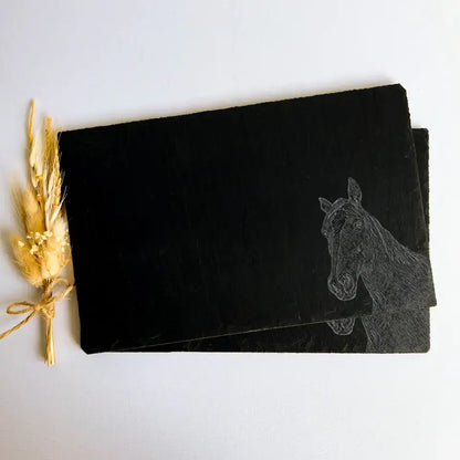 Horse Slate Placemats - Set of 2 for Country Home Kitchen