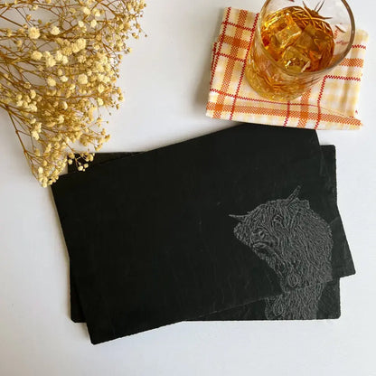 Highland Cow Slate Placemats - Cow Farmhouse Kitchen (Set of 2)