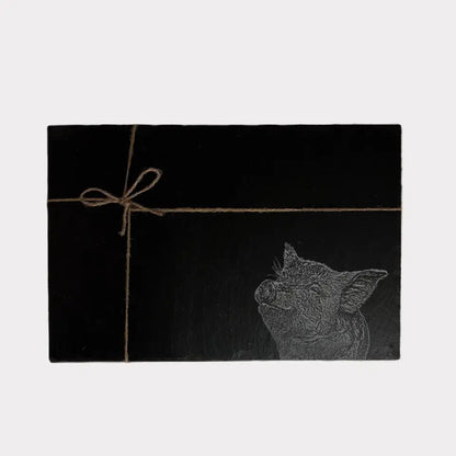 Piglet Sketch Slate Table Mats - Farmhouse Kitchen Placemats (Set of 2)