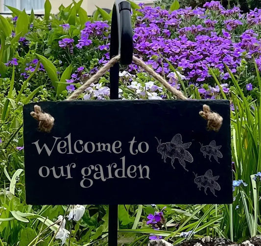 "Welcome to Our Garden" Bee Garden Sign - Bees Gardener Present