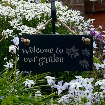 "Welcome to Our Garden" Bee Garden Sign - Bees Gardener Present