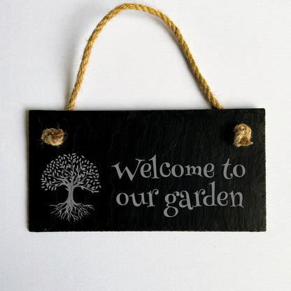 Tree of life Garden Ornament Plaque - Slate Garden Welcome Sign