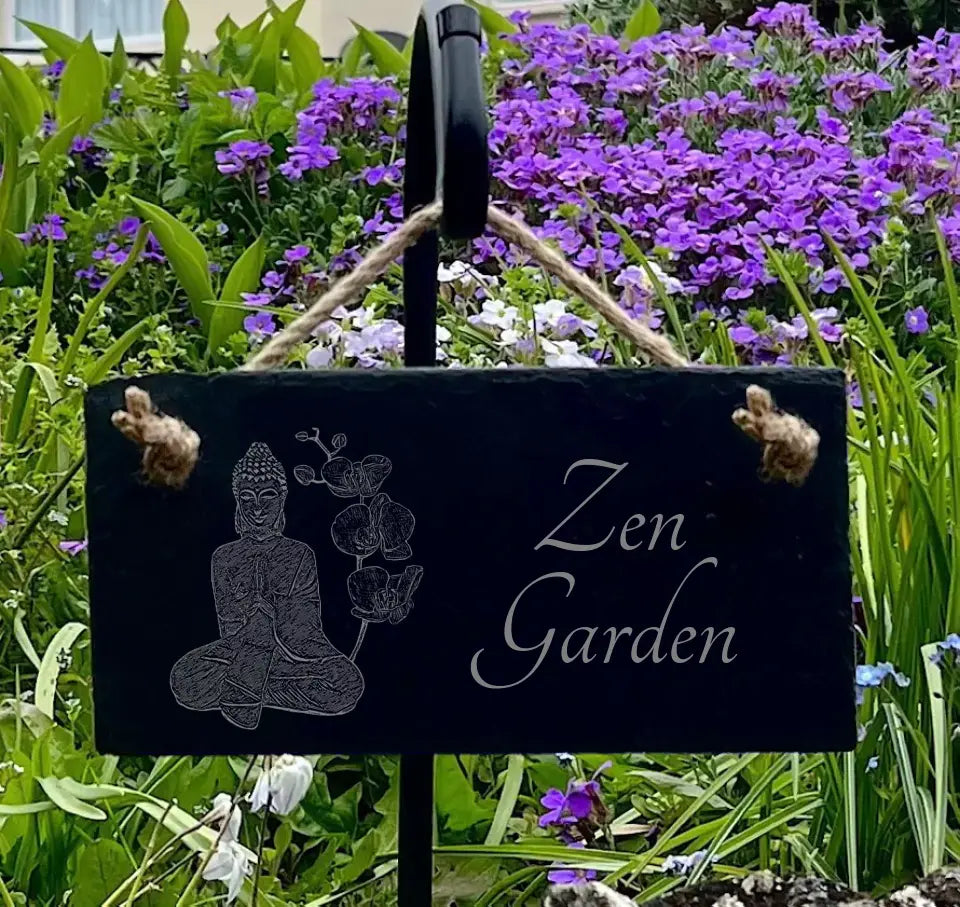 Zen Garden Sign - Zen Buddha Gardener Slate Ornament Plaque