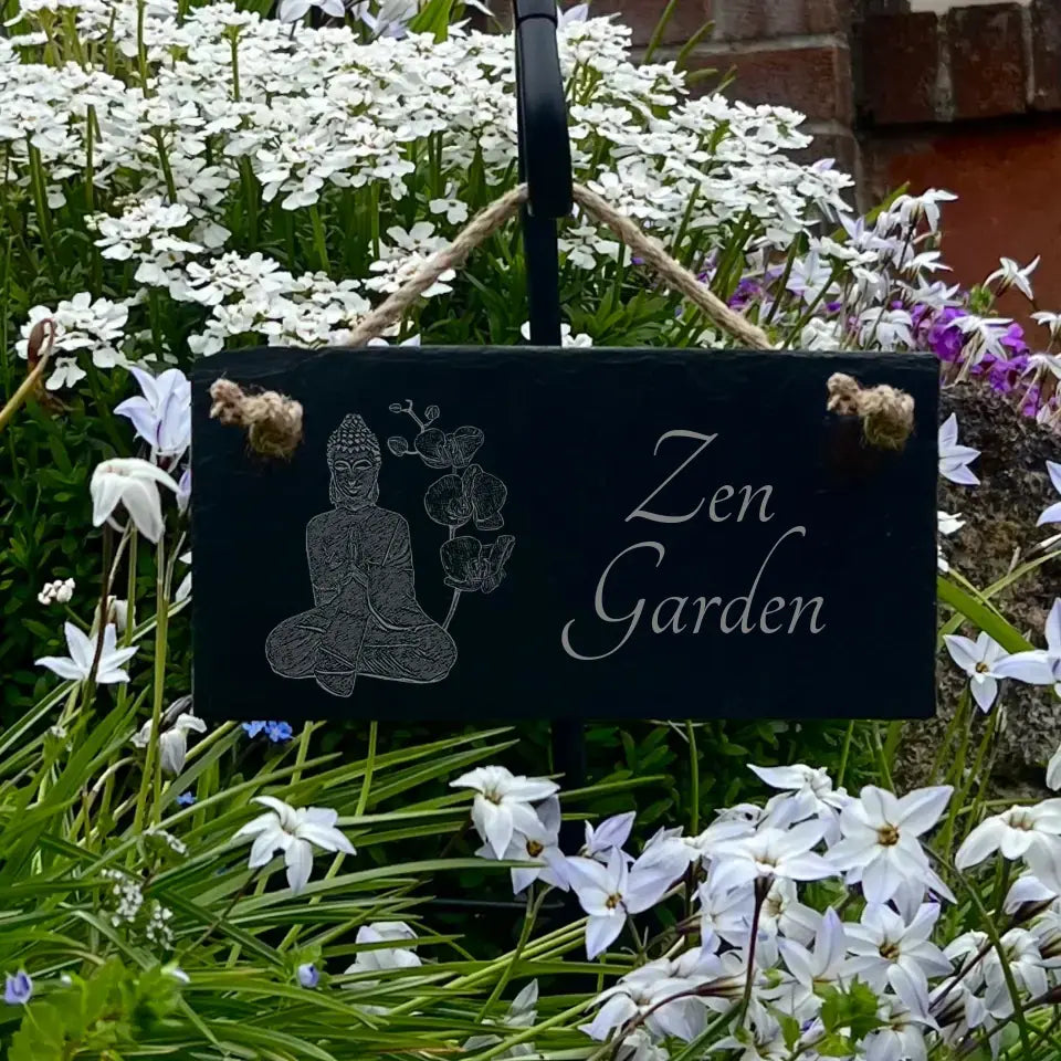 Zen Garden Sign - Zen Buddha Gardener Slate Ornament Plaque