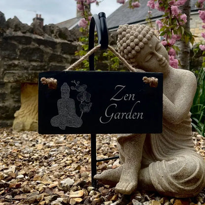 Zen Garden Sign - Zen Buddha Gardener Slate Ornament Plaque