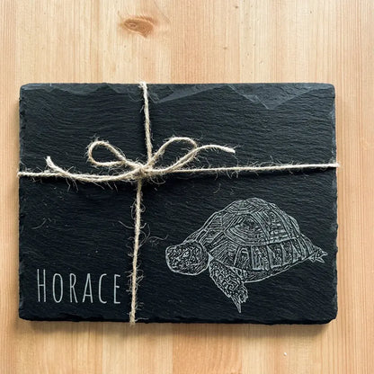 Personalised Tortoise - Natural Slate Basking / Feeding Stone