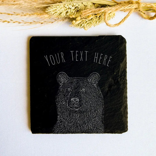 Personalised Bear Coaster - Custom Bears Slate Kitchenware Gift