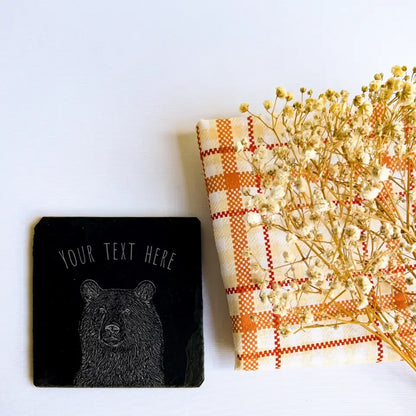 Personalised Bear Coaster - Custom Bears Slate Kitchenware Gift