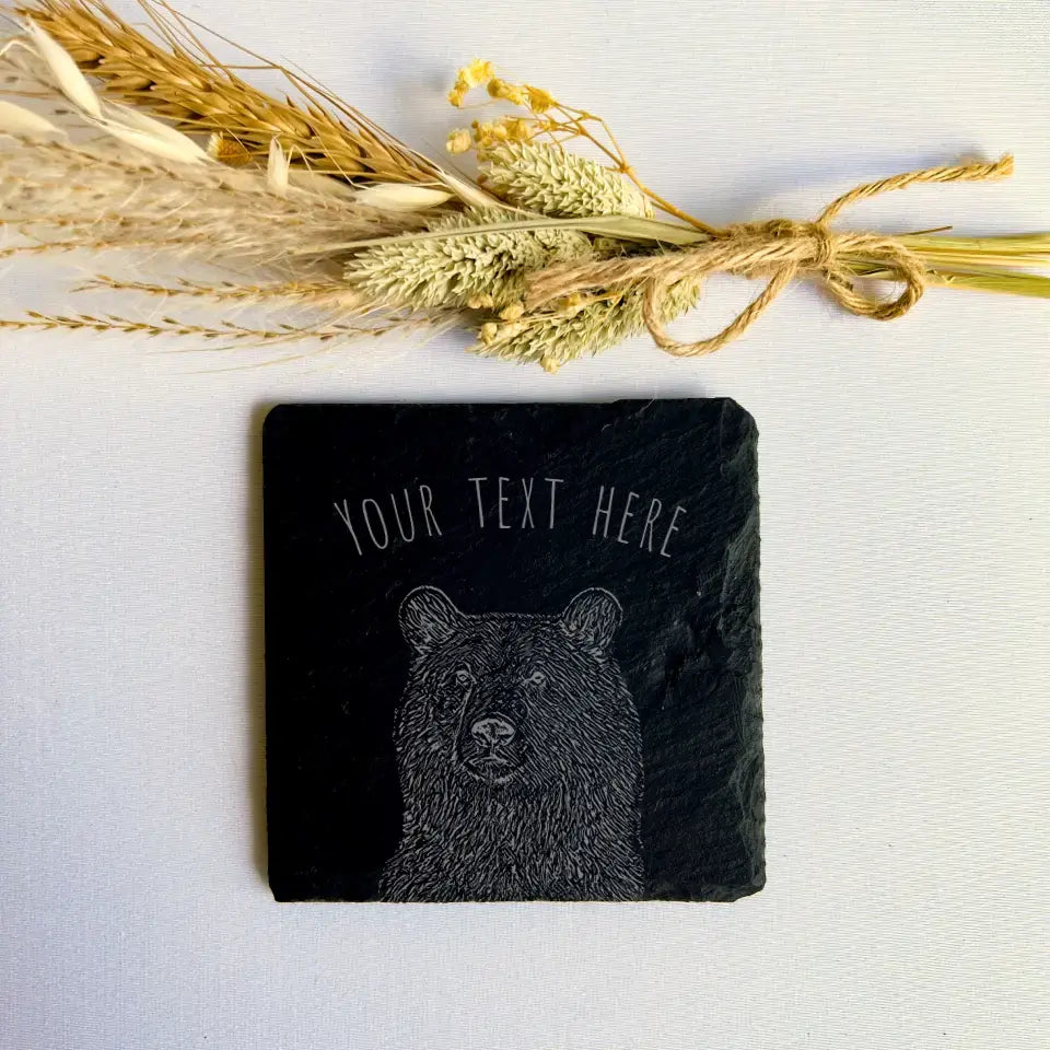 Personalised Bear Coaster - Custom Bears Slate Kitchenware Gift