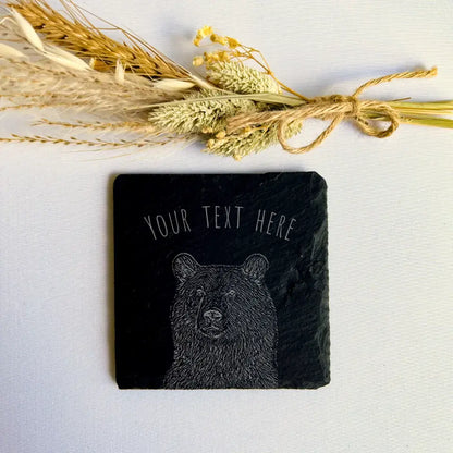 Personalised Bear Coaster - Custom Bears Slate Kitchenware Gift